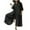 Black, variant on Lovskoo 2024 Cotton Linen Jumpsuits for Women Dressy Casual Plus Size Zipper Jumpsuit Summer 3/4 Sleeve Button Down Colar Elastic Waist Long Rompers Black