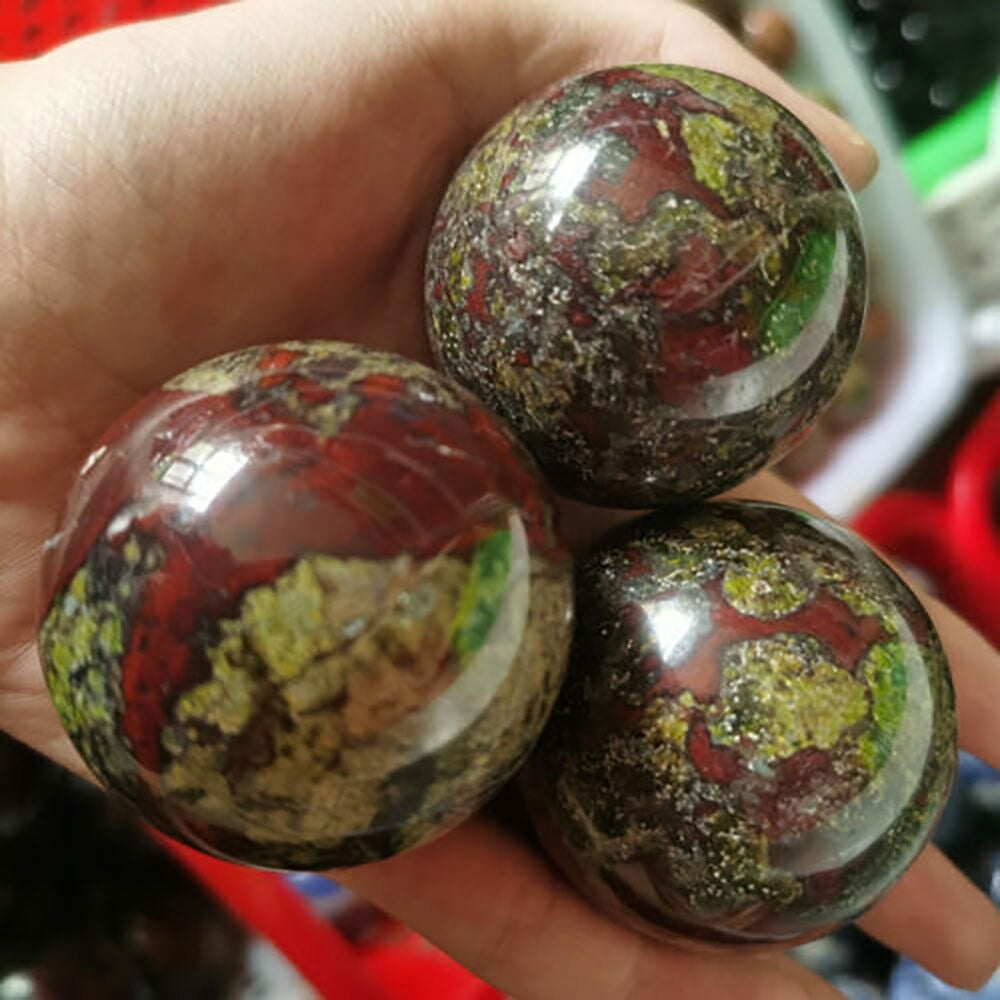 1PCS Natural dragon blood stone ball quartz crystal sphere 45mm+ decor healing