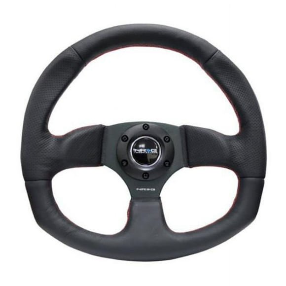 NRG RST-009R-RS 320 mm Volant Horizontal & 330 mm Vertical Renforcé, Cuir avec Coutures Rouges