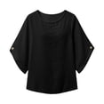 thumbnail image 4 of Tfken Summer Tshirts For Women Half Sleeve Crew Neck Tops Tees Casual Baggy T-Shirts Ladies Classic Clothes Outdoor Size L Black, 4 of 4