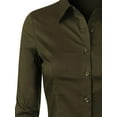 thumbnail image 5 of Made by Olivia Women's 3/4 Sleeve Stretchy Button Down Collar Office Formal Casual Blouse Shirts Top, 5 of 5