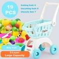 thumbnail image 2 of 19" Big 2-Layer Kids Toy Shopping Cart W/Sliceable Fruit Kits Toys for Girls 3-6 Years Boys, Pretend Play Shopping Grocery Wagon Play Set Gifts to Toddlers, 20Pcs Clear Blue, 2 of 6
