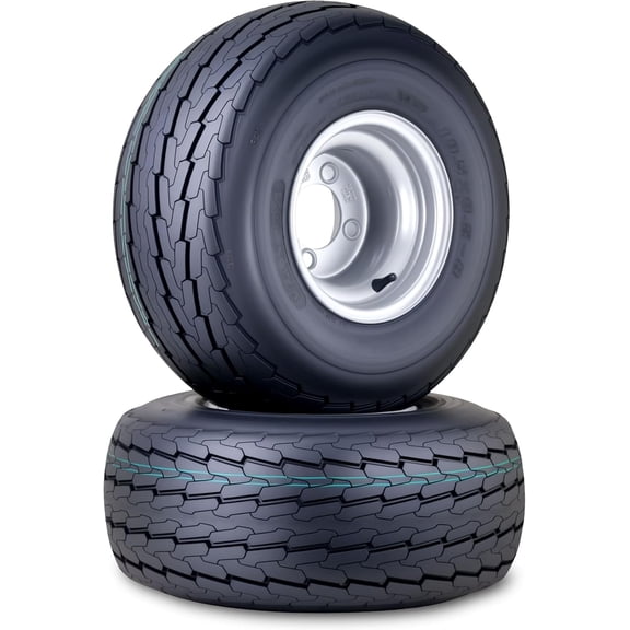 WANDA Trailer Tire Wheel Assembly 18.5x8.5-8 8-Ply D 83L with 4 Lugs on 4" PCD Silver Rim ,SET 2