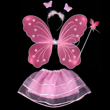 Girls Fairy Wings Butterfly Fancy Dress Up Costume Party Wedding