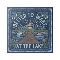 Stupell Industries Blue Wake at Lake Phrase Nature Painting Gallery Wrapped Canvas Print Wall Art, 24 x 24