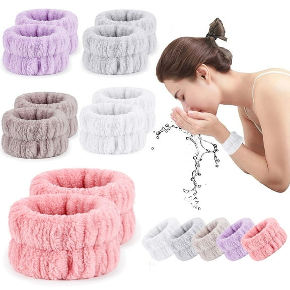 Deago 5 Pairs Wrist Spa Washband Microfiber Wrist Wash Towel Band Wristbands for Washing Face Absorbent Wristbands Wrist Sweatband for Women Girls