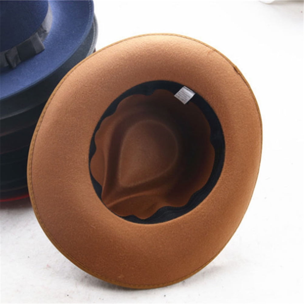 HEVIRGO Sun Visor Men Women Hard Felt Wide Brim Fedora Panama Hat Autumn Vintage Cap