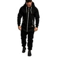 thumbnail image 3 of Goocheer Men Hooded Jumpsuit,Zipper Closure Kangaroo Pocket Ribbed Clothing, 3 of 6