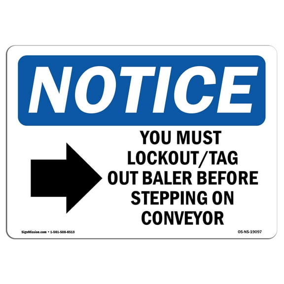 OSHA Notice Signs - You Must Lockout Tag Out Baler Sign With Symbol | Decal | Protect Your Business, Work Site |  Made in the USA