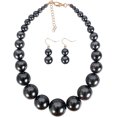 thumbnail image 1 of GHSDFBB Large Style Big Imitate Pearl Strand Choker Necklace With Earrings Set, 1 of 7