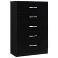 thumbnail image 1 of Hodedah Commode Contemporaine en Bois à Cinq Tiroirs, Fini Noir, 1 of 6