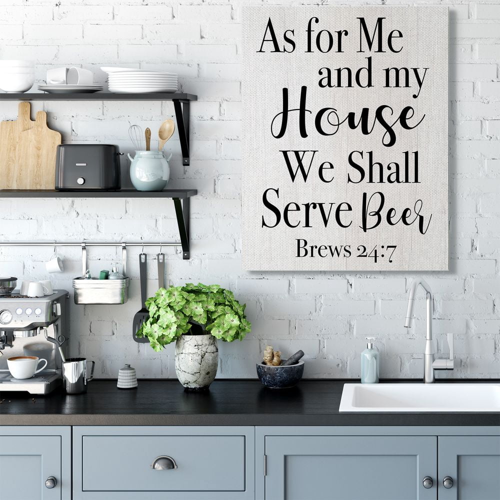 Stupell Industries My House Serves Beer Spiritual Humor Alcohol Canvas Wall Art Design by Daphne Polselli