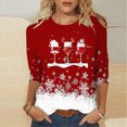 thumbnail image 2 of Towmus Womens Tops Long Sleeve Fall Women's Casual Print Sweatshirts Thermal Crewneck Long Sleeve T-Shirts Loose Fitting, 2 of 5