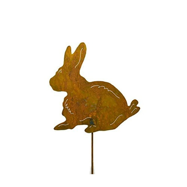 Oregardenworks Outdoor Garden Decor Rusty Metal Yard Art Rabbit Garden Stake Walmart Com Walmart Com