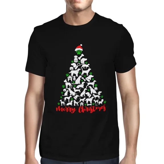 1Tee Mens Dog Tree - Christmas Tree Made of Dogs T-Shirt