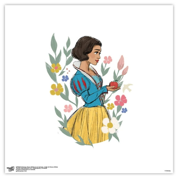 Gallery Pops Disney Snow White (Live Action) - Folk Art Snow White Wall Art, Unframed Version, 12" x 12"