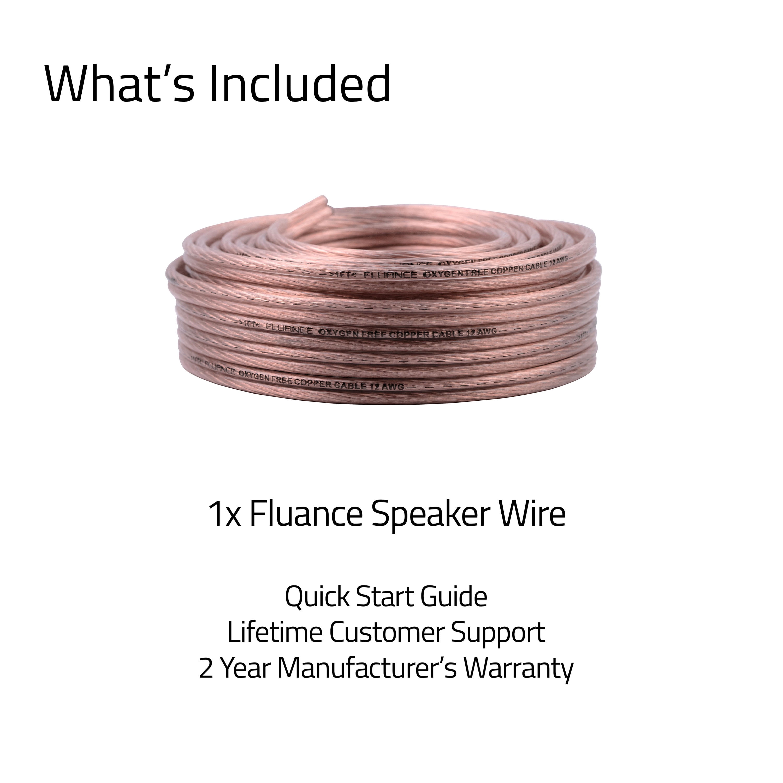 Fluance 12AWG 50ft Speaker Wire, Oxygen-free Copper Cable, for Hi-Fi Set-up, Home Theaters, Bookshelf or Floor-standing Speakers