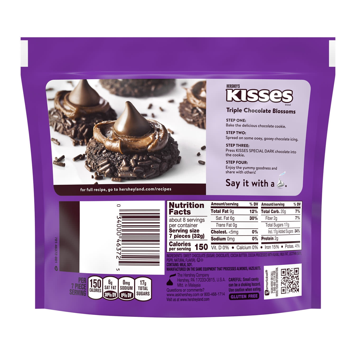 HERSHEY'S KISSES SPECIAL DARK Mildly Sweet Chocolate Candy Share Pack, 8.7 oz