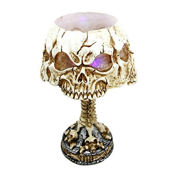 Day Of The Dead Ossuary Triad Skull Faces Mini Led Color Changing Table Lamp Figurine