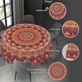 thumbnail image 5 of Mandala Red Vintage Waterproof Picnic Patio Party Round Table Cloth Cover Decorations Fabric 60 Inch Circular Tablecloth for 20-47 Inch Home Dining Room Kitchen Decor, 5 of 6
