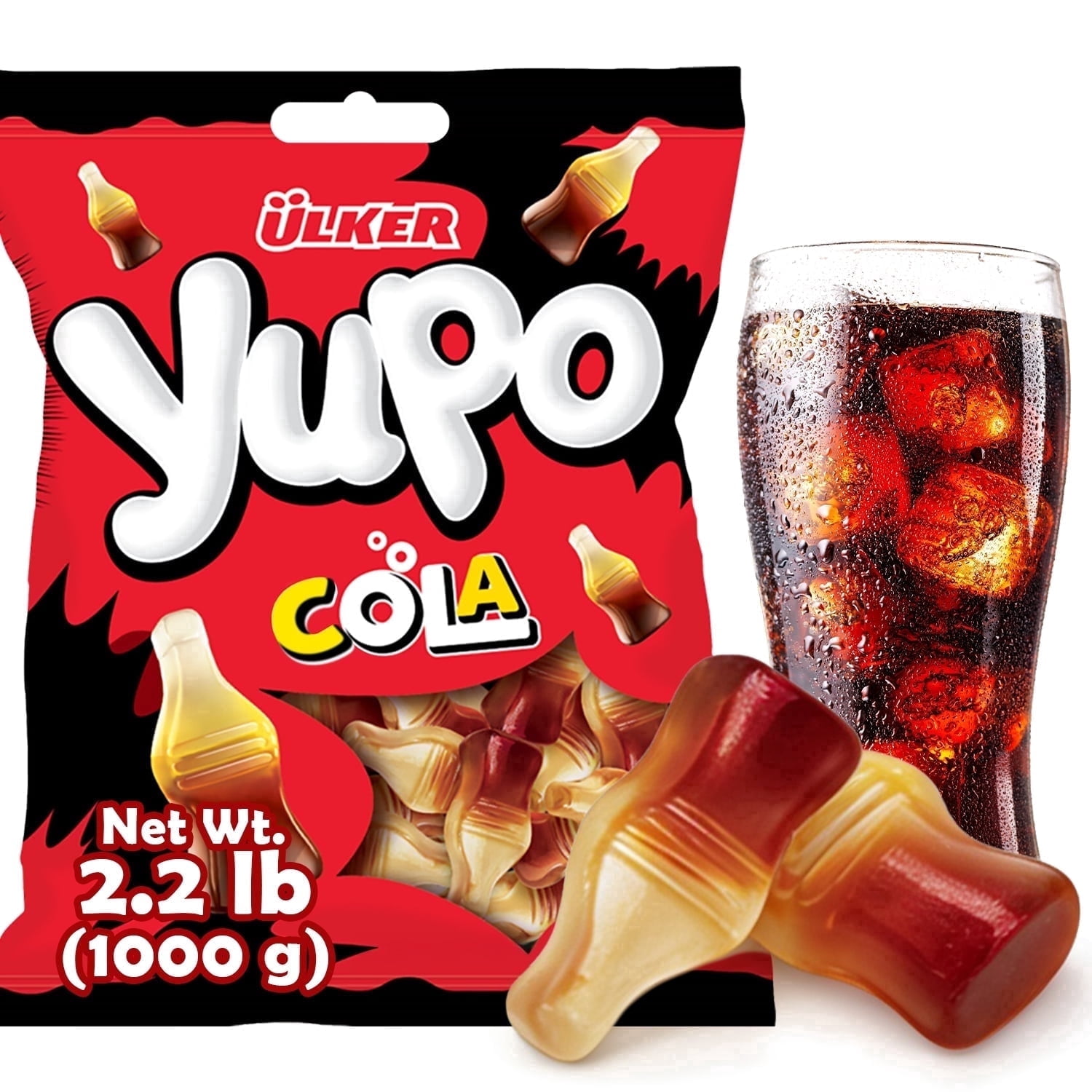 Ulker Yupo Gummy Candy Bottles Soft & Chewy Cola Flavor Bulk Bag 35.2 oz (1000 g)
