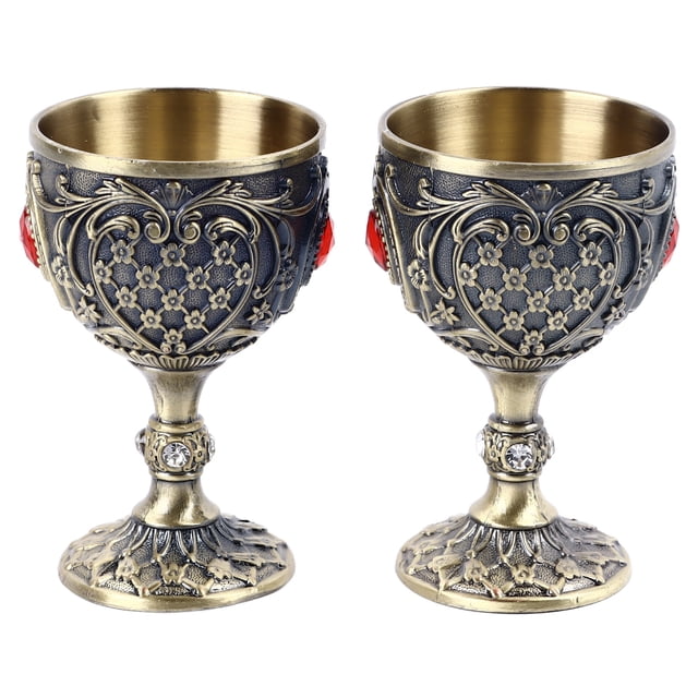 Copa De Vino En Relieve De Metal, Fase De aleación De Zinc Vintage Juego De Copas De Metal Vintage Pequeña Taza De Vino En Relieve Pequeña Copa De Vino De Matorral De Matices De