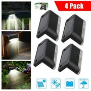 Lightsmax 4 Pc Outdoor Solar LED Step Lights for Fence, Deck, White