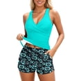 thumbnail image 2 of EliteGoogv Tankini Outfit For Women Bikini Top With Skirted Bottom Two Piece Bathing Suit Summer Beach Pool Swimwear Mint Green1, 2 of 5