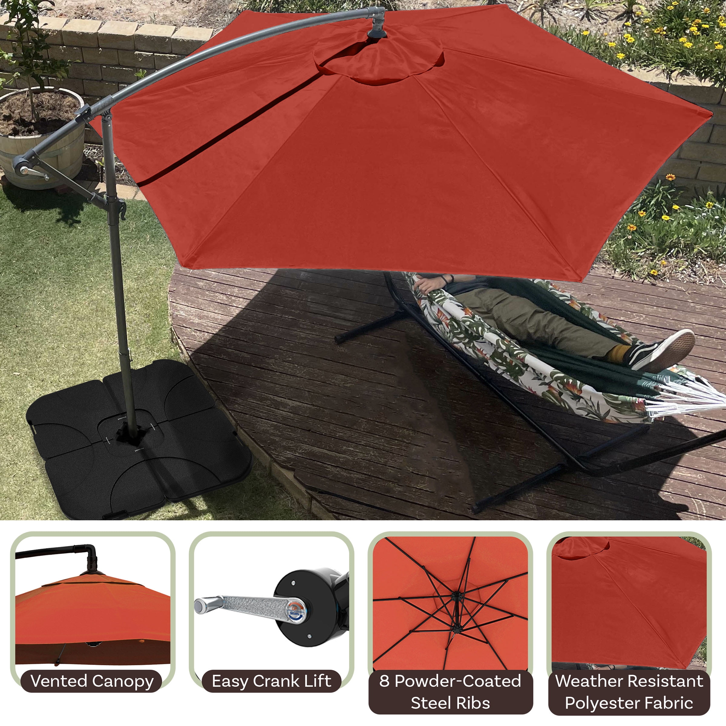 Pure Garden Offset 10-ft. Aluminum Hanging Patio Umbrella