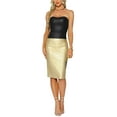 thumbnail image 2 of INSPIRE CHIC Women's Holographic Shiny Sweetheart Neck Sleeveless Tube Tops L Black, 2 of 6