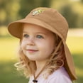 thumbnail image 2 of Oiyii Toddler Girls Water‑Repellent Bucket Hats Crocodile Embroidered Hiking Sun Hats, Khaki, 2 of 7
