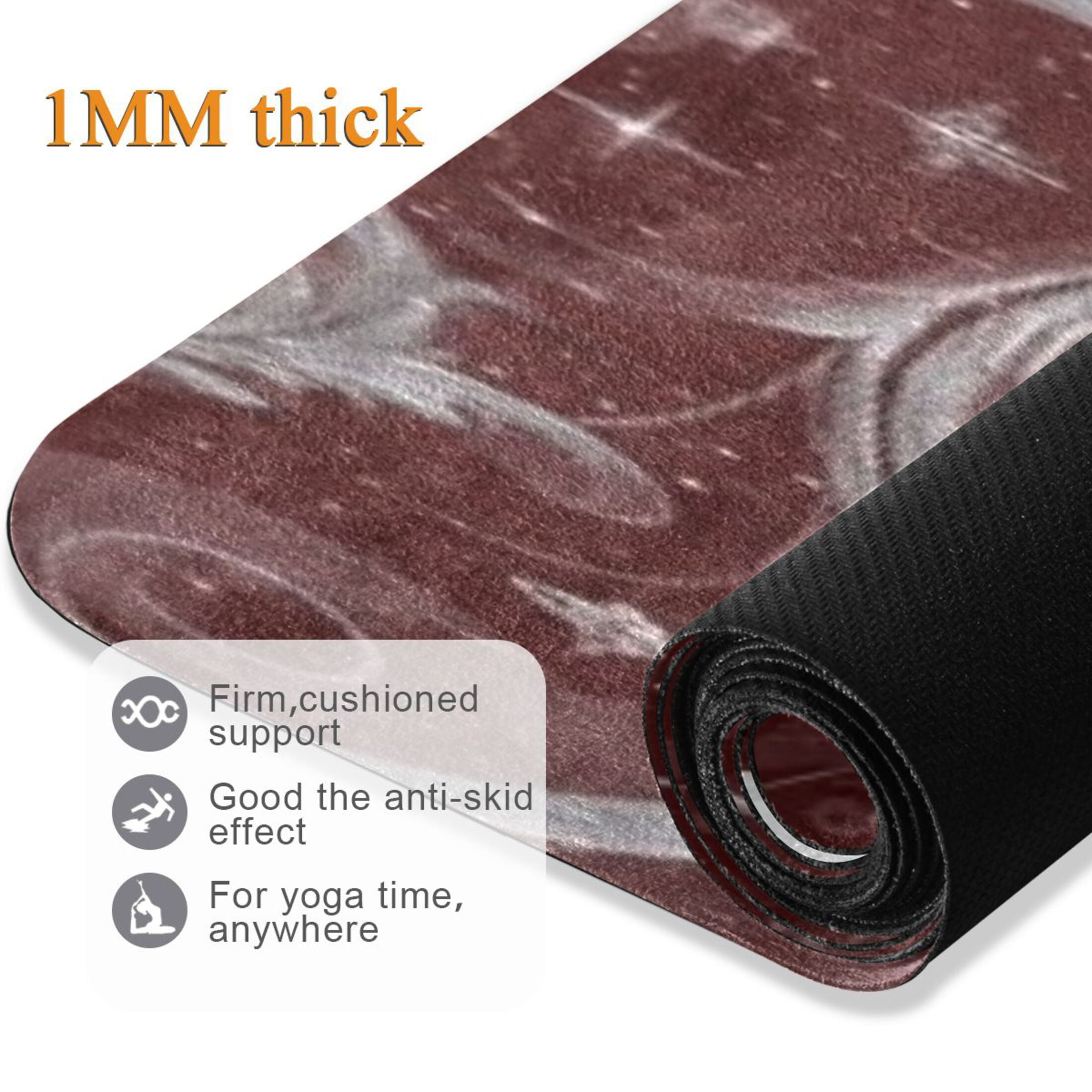 BZSMCE Yoga Mat Women Fitness Mat Swirl Moon and Star Pattern