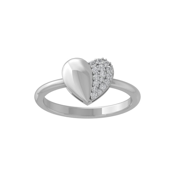 ARAIYA FINE JEWELRY 14K White Gold Lab-Grown Diamond Heart Ring (1/10 cttw ,D-F Color, VS Clarity) Size 8