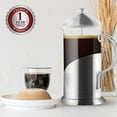 thumbnail image 3 of OVENTE French Press Coffee Maker 34 Ounce with Heat Resistant Borosilicate Glass, Stainless Steel Design and 4-Level Filter System, Portable Cold Brewer Pot for Travel, Camping or Gift, Silver FSL34S, 3 of 10