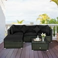 Patiojoy 5Piece Outdoor Patio Sectional Rattan Sofa Set with Soft Back