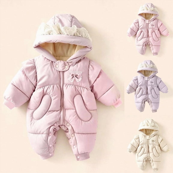 18-24 Months Toddler Baby Boys Girls Winter Snowsuits Hooded Romper Jumpsuit Onsie Outfits for Girls Boys Toddler Kids Winter Clothes