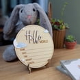 thumbnail image 4 of Dserhfy Baby Announcement Sign Hello World Newborn Sign Wooden Birth Announcement Sign Keepsake Baby Shower Gift for Nursery Decor Photo Prop, 4 of 8