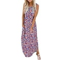 thumbnail image 2 of SMihono Robes Bohèmes d'Été pour Femmes Grande Taille Décontractées Amples d'Été Imprimées Robe Débardeur Robe de Plage Col Rond Sans Manches Robes, 2 of 5