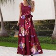 thumbnail image 2 of Robe Maxi Bohème Sans Manches d'Été pour Femmes, Robe Longue Fluide à Volants, Robe de Plage Bohème Imprimée avec Ceinture, 2 of 5