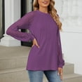 thumbnail image 6 of Fashion Plus Size Shirts Tops for Womens Spring Summer Long Sleeve Round-Neck Fashion T-Shirt Solid Color Casual For Women, 6 of 6