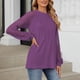 thumbnail image 5 of Camisas para mujer,Camiseta de manga larga para mujer, cuello redondo, informal, 100 % poliéster, color liso, ideal para uso diario y en casa, sopatenor, 5 of 7