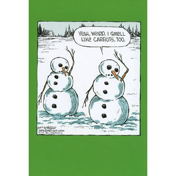 Nobleworks Smell Like Carrots Snowman Dave Coverly Humorous / Funny Christmas Card (1 card/1 envelope)