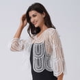 thumbnail image 5 of DPOIS Womens Long Sleeve Sequin Lace Shrug Scallop Hem Open Front Bolero Cardigan, 5 of 6