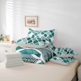 thumbnail image 6 of jejeloiu Waves Striped Lines 7 Pieces Bedding Comforter Set,Boho Gemoetric Pattern Full Bedding Set,Cyan Mermaid Print Abstract Fitted Sheet Flat Sheet For Adults,Super Cozy Room Decor Reversible, 6 of 8