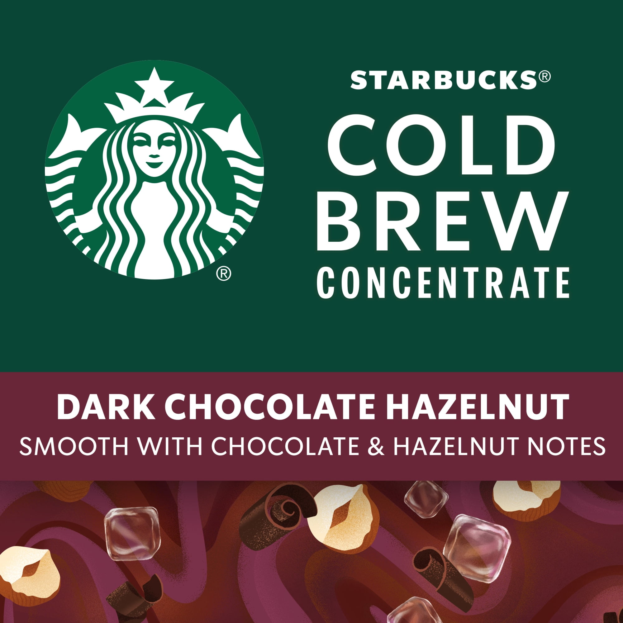 (6 pack) Starbucks  Dark Chocolate Hazelnut, Cold Brew Coffee Concentrate, Iced Coffee, 32 fl oz