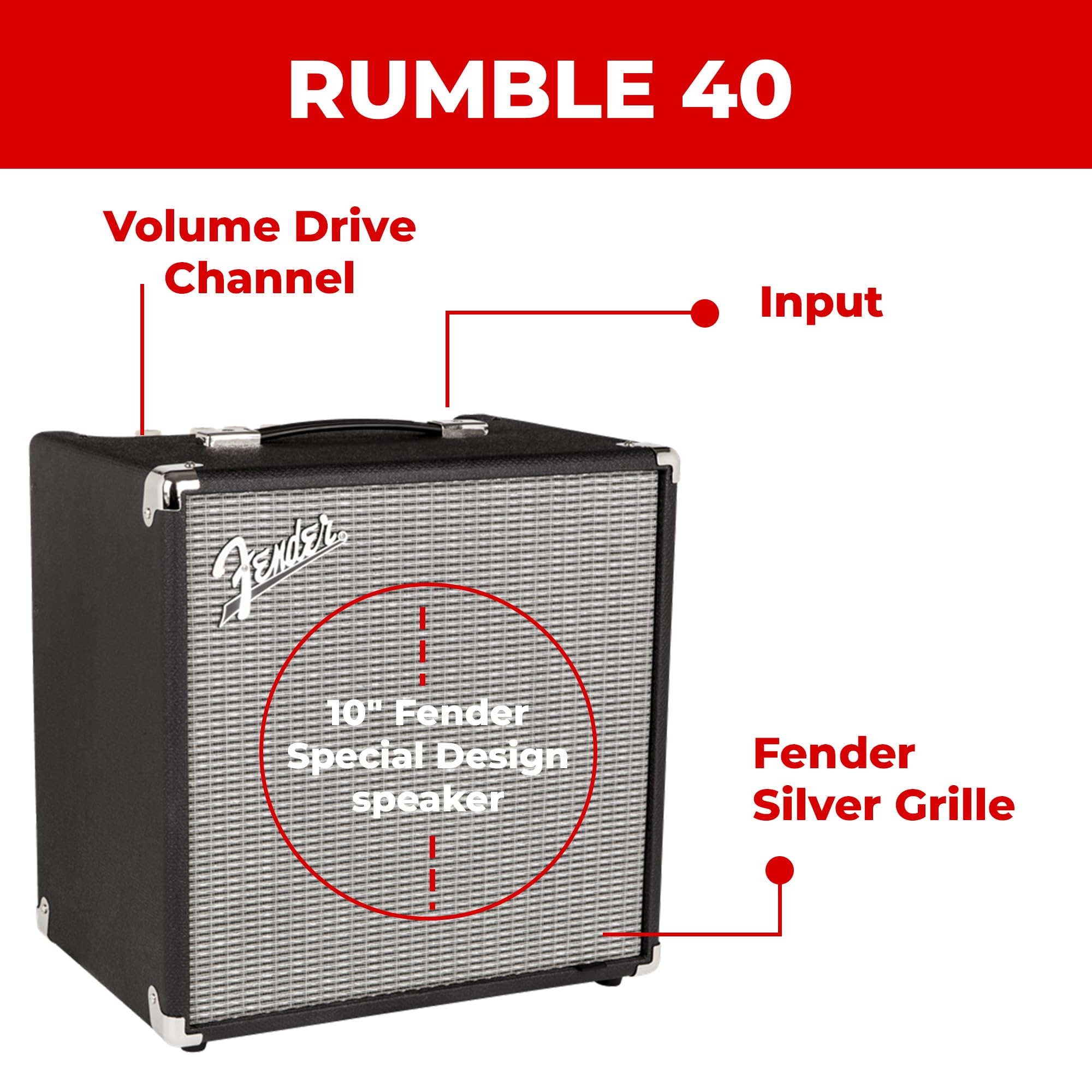 Fender Rumble 40 Bass Combo Amplifier w/ Instrument Cable