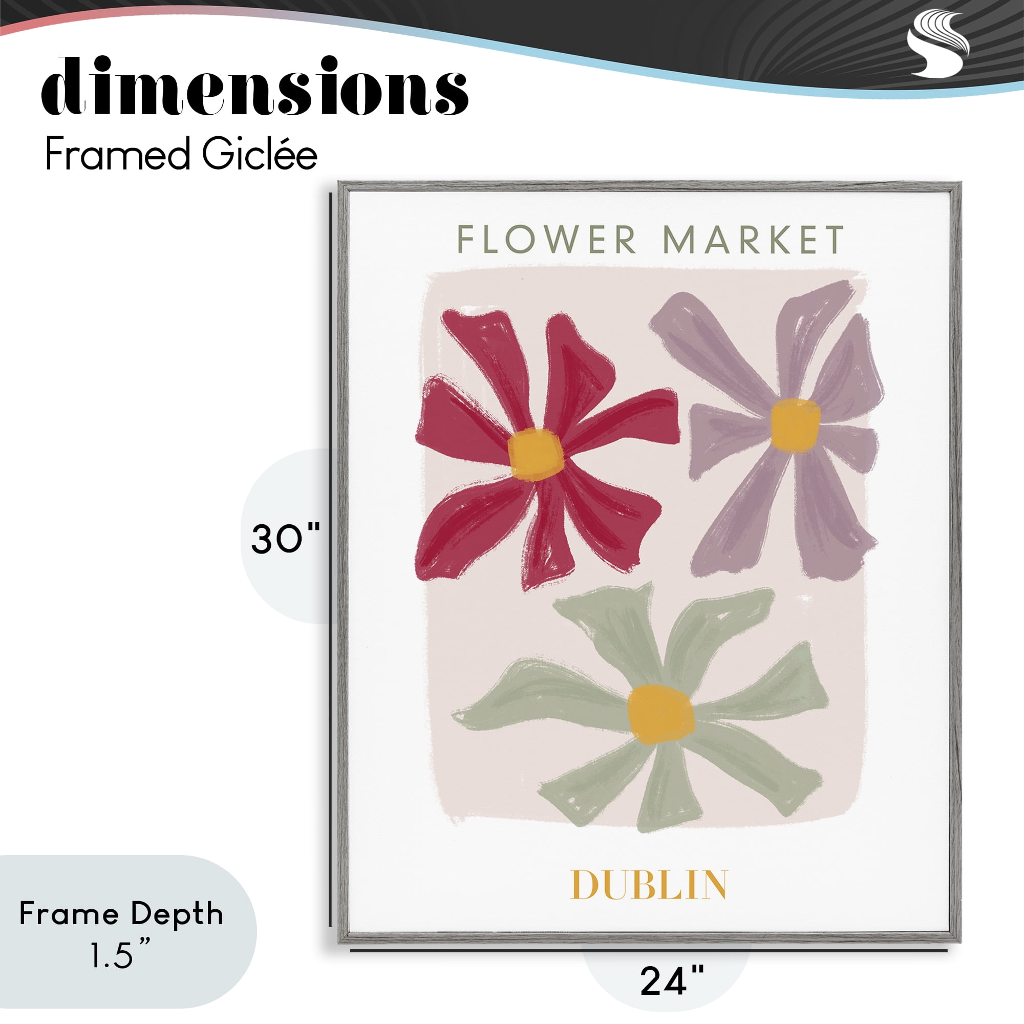 Stupell Industries Muted Dublin Flower Market Gray Framed Giclee Art, design by Lucille Price