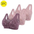 thumbnail image 2 of Posijego 3 Pack Womens Front Closure Bra Plus Size Wireless Everyday Bra No Underwire Full Coverage Bra for Women, 2 of 3