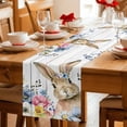 thumbnail image 5 of Bunny Easter Table Runner 60 Inches Long Farmhouse Dress Scarves, Spring Floral Blue Eucalyptus Leaves Wooden Dining Tablerunner for Coffee Table/Kitchen Island/Party Décor, 13" x 60", 5 of 8