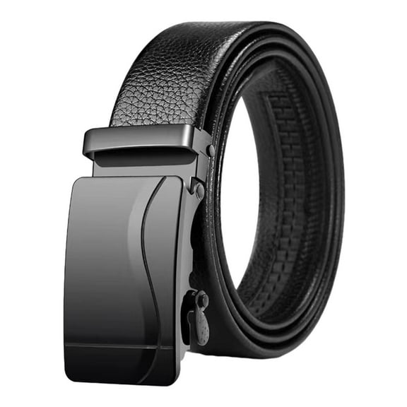 BLESIYA Business Belt Formal Dress Belt PU Leather Black Automatic Buckle Belt for Men's D